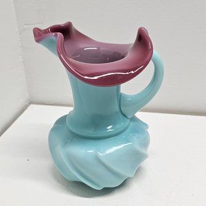 Fenton #6068 Lilac Turquoise Wave Crest Pitcher